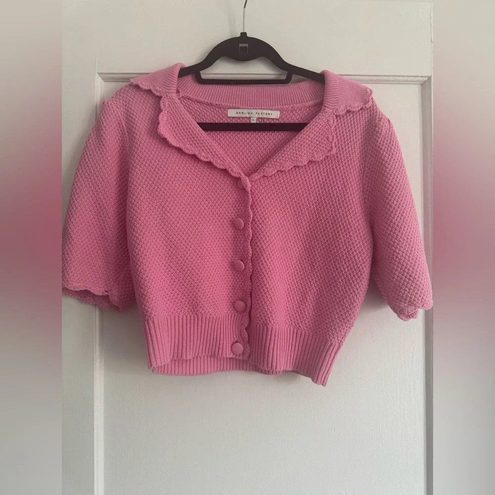 English Factory Scalloped Short Sleeve Sweater - L - Picture 4 of 7